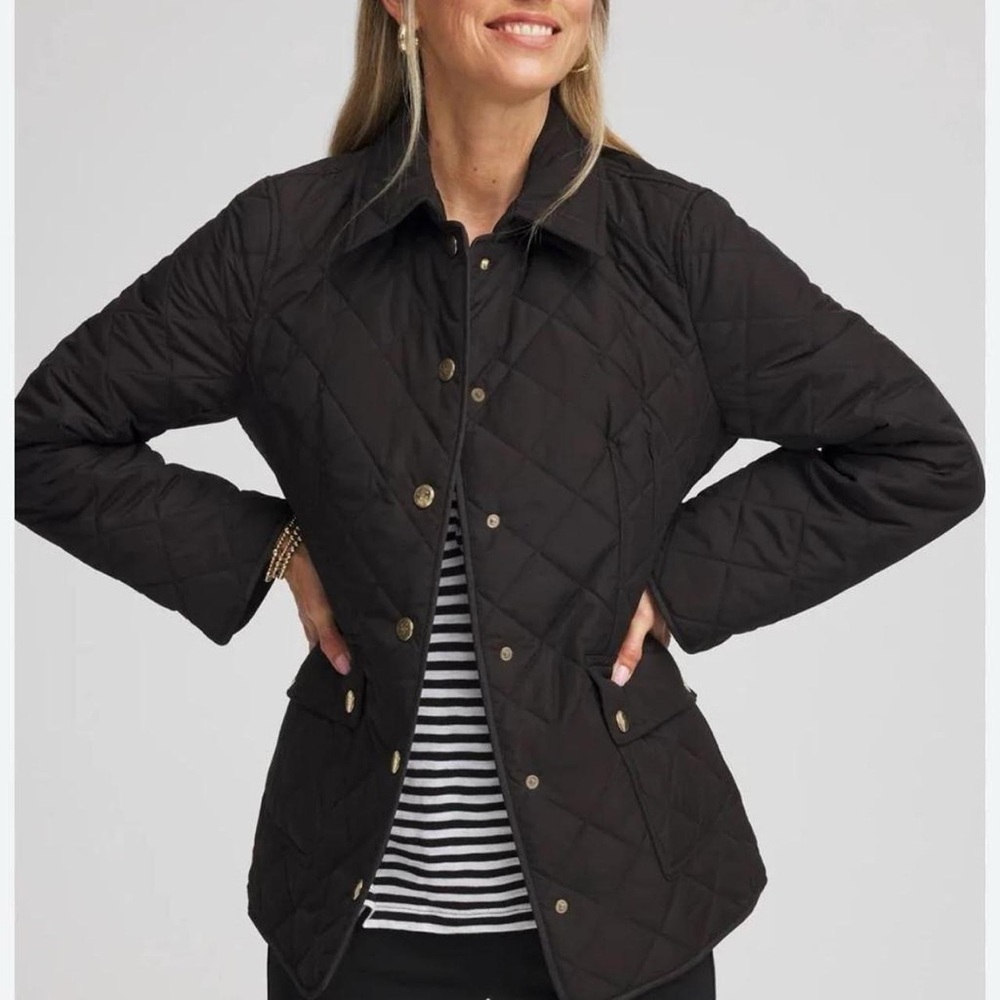 Chicos NWT black quilted barn coat women’s XL petite